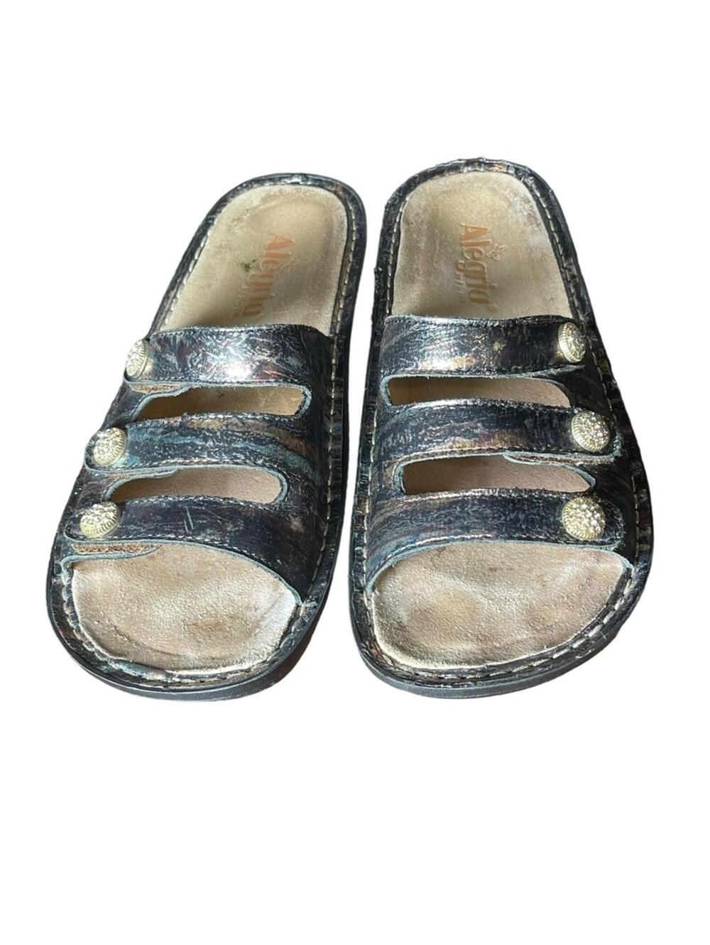 Alegria Fiona Metallic Leather Slide Sandals Women's Size 38 / US 7.5-8 FIO-252 - Picture 9 of 13